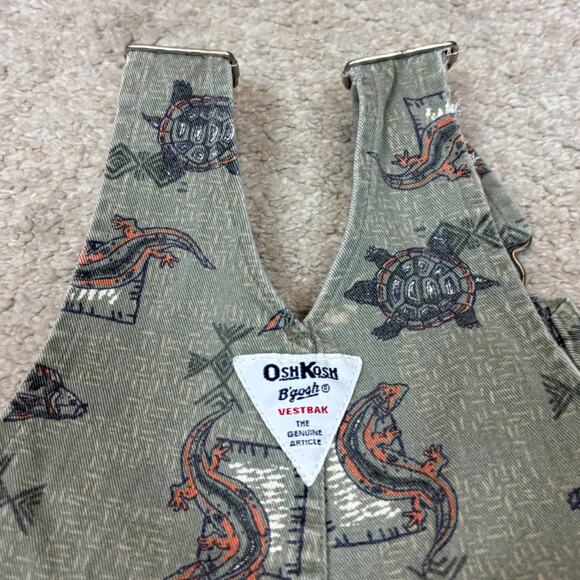 Vintage Oshkosh BGosh Vestbak Fish Turtle Lizard Overalls Baby Toddler 3T - Picture 4 of 8